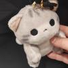 Soft Plush Doll Key Ring PP Cotton Cute Pet Pendant Mini Grey Cat Key Chain  Festival Gifts