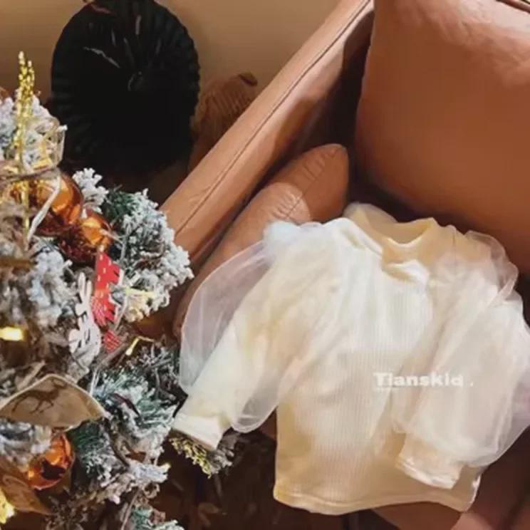 Vánoční sametový dvoudílný top a sukně pro miminka - Stylové vínově červené šaty na Nový rok