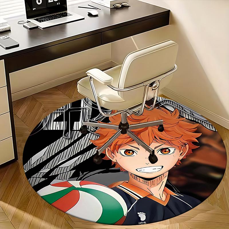 Volleyball,Haikyuu Chair mat Round Rug Office carpet, Machine Washable, Non slip, Suitable for Living Rooms, Bedrooms