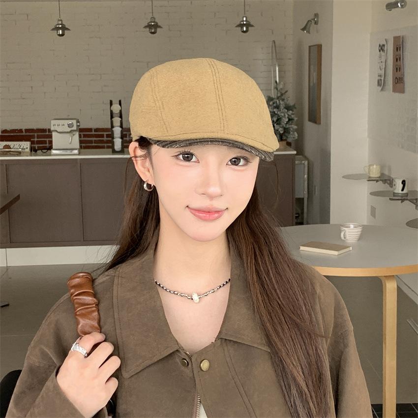 New retro black forward hat children autumn and winter British retro versatile simple temperament literary cap