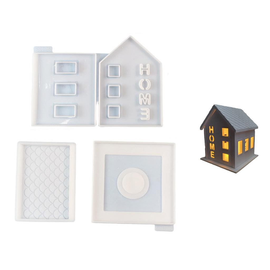 3D House Silicone Molds for Resin Concrete Home House Candle Holder Mold House Shaped Gypsum Mold Table Decorations