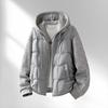 Men's Patchwork Cotton Coat, Velvet Thickened Cotton Coat, Warm Jacket, Hooded Fashionable Outer Coat