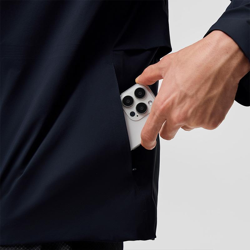 Saucony Logo Letter Print Casual Running Hooded Woven Jacket Men jackets Black Navy SC2249008A-BL106