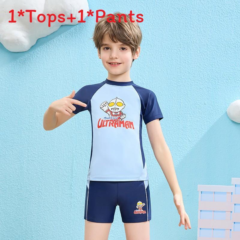 

Ultraman Kids Swimsuit With Polyester Fabric Quick Dry Waterproof For Boys SkyBlue,5XL
