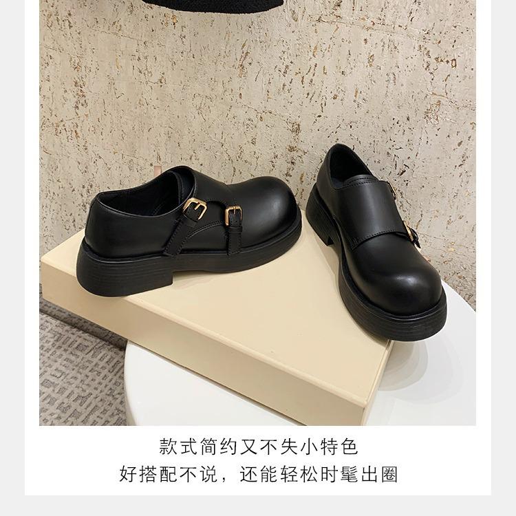 Fashion All-Match Low Heels Shoes Woman Flats Slip-on British Style Round Toe Dress Slip On Nurse Retro Preppy Rome Rubber Fabric