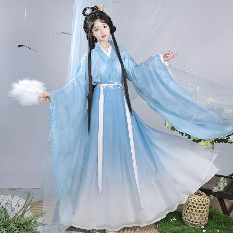 Chinese Wei And Jin Dynasty Style Hanfu, Waist-length Top And One-piece Skirt Women's Suit