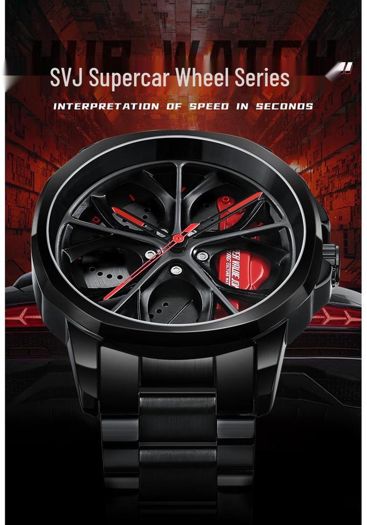 SVJ Men's Wheel Watch: Cross-border Bestseller with 3D Hollow Design & Car Mod Brake Caliper