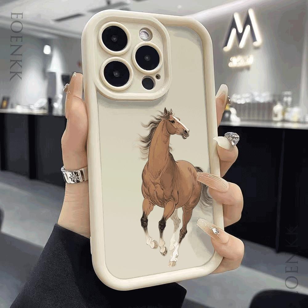 Chinese Zodiac Horse Cattle Shockproof Phone Case for Xiaomi Redmi Note 14/13/12/11/10 Pro/Plus Raised Camera Protection Cover