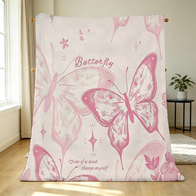 Lightweight Flannel Throw Blanket, Butterfly Pattern - Soft, Warm & Versatile for Home, Car, Halloween & Christmas Decor