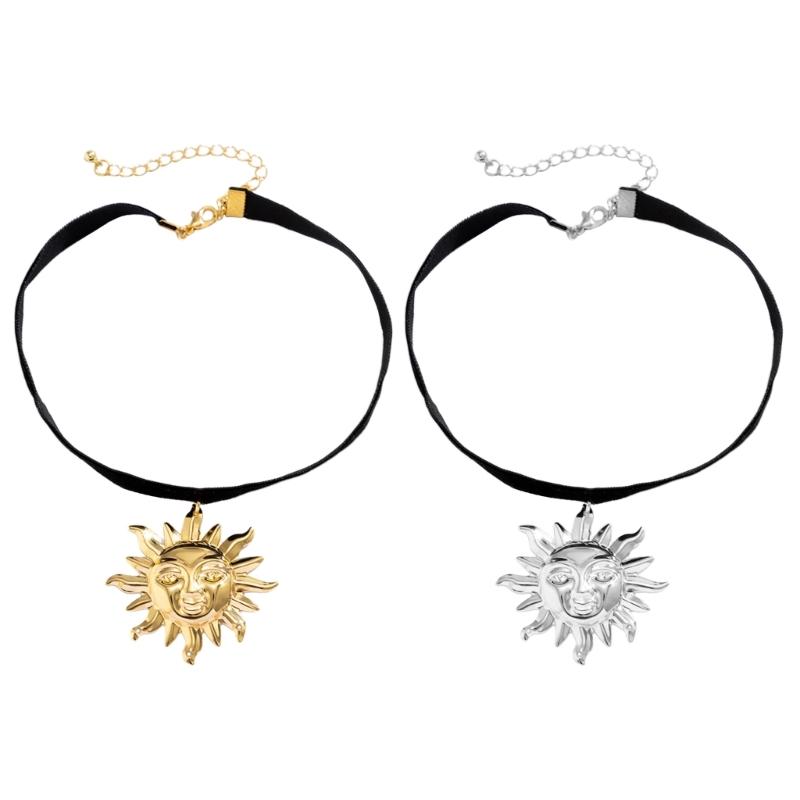Chic Sunflower Charm Necklace Alloy Pendant Choker Chain Retro Sun Flower Choker Necklaces Handmade Neckchain