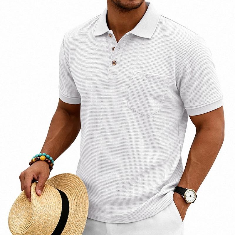 PEYWOW Men's Fashion POLO Neck Summer Spring Short Sleeve Casual Blouses & Shirts