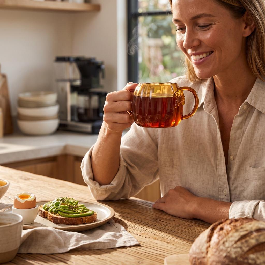 Tazza in Vetro a Forma di Zucca con Manico per Cucina di Casa, Tè e Caffè