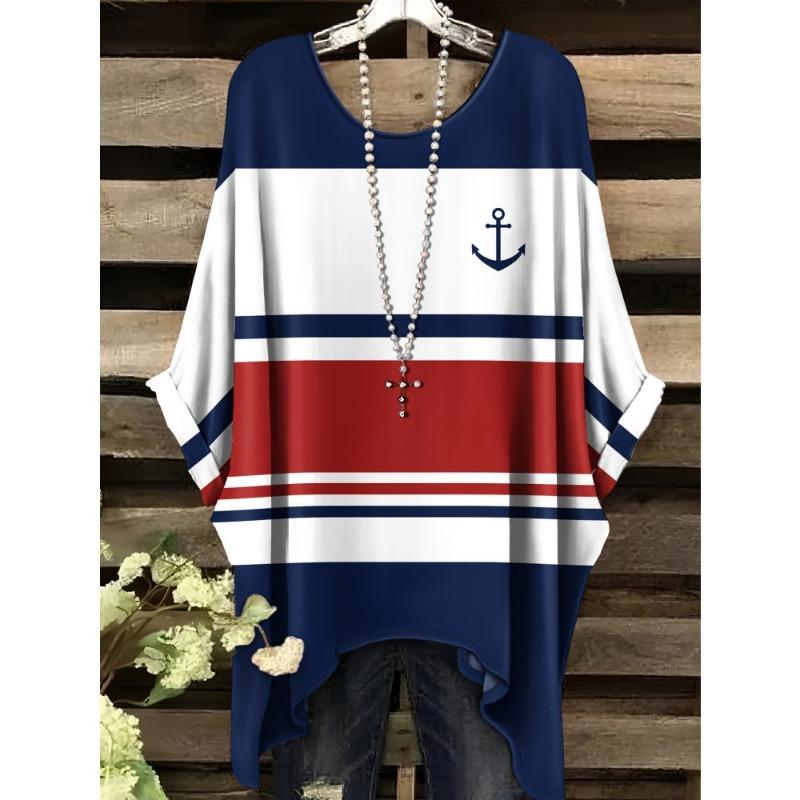 Women's T-Shirt Elegant Bohemian Vacation Colorful Rendering Graphic Print Fashion Versatile Round Neck Women's Summer Clothes