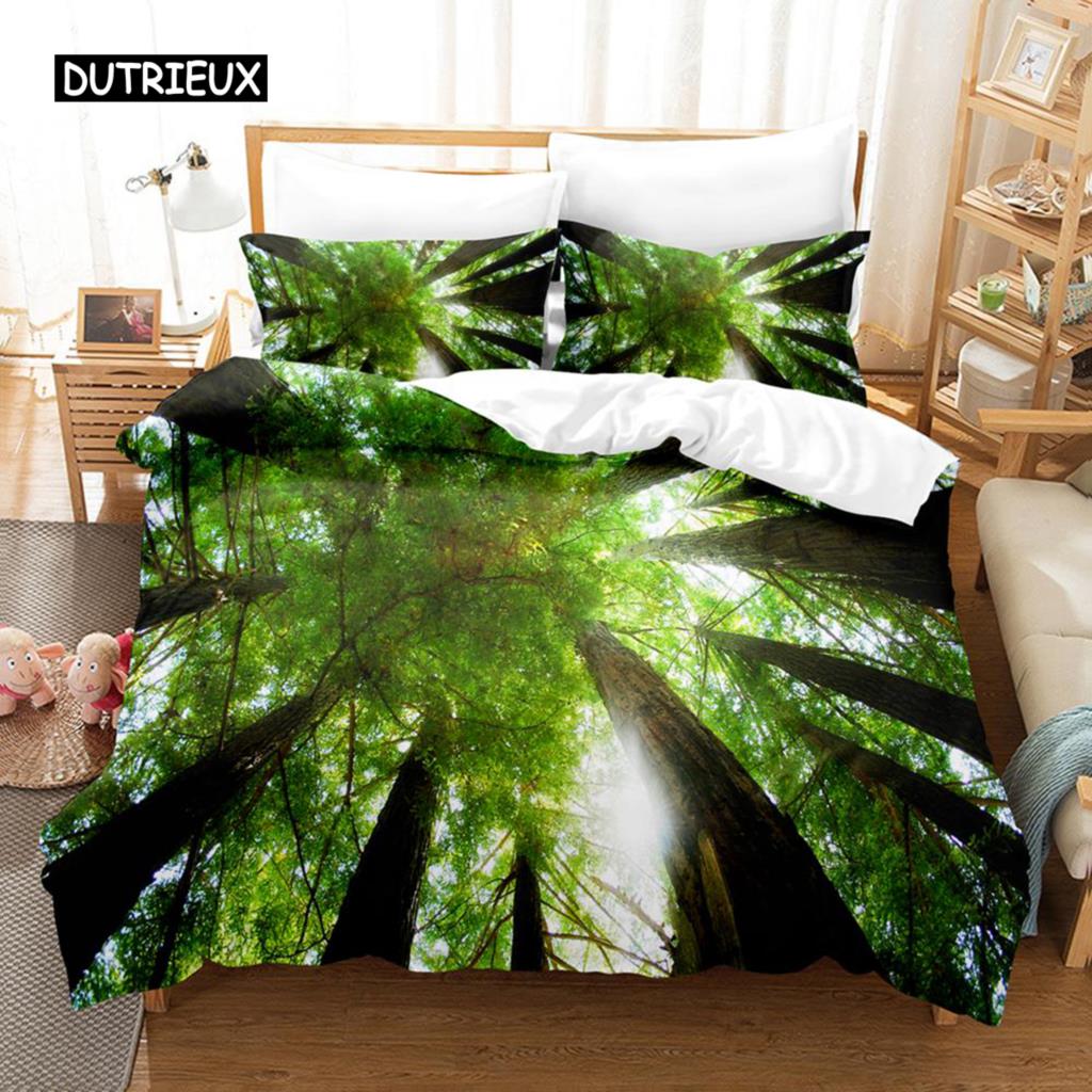Natural Landscape Duvet Cover Set Blue Sky Lawn Flower Double Queen King Size 2/3Pcs Polyester Quilt Cover for Kids Teens Adults