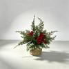 Potted Faux Holly Pine Cone Ornament Woven Basket Christmas Mini Potted Plant  Xmas Tree