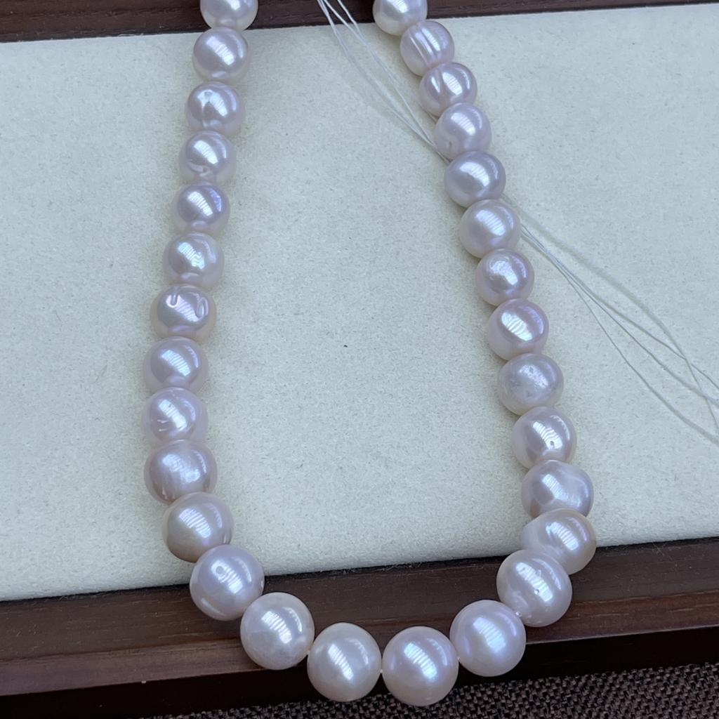 1String, White Natural Freshwater Pearls, Handmade Near Round Pearl Beads for Jewelry Making DIY Crafts (Beads 10-11mm, Length 36cm)