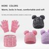 Thickened Baby Hat Scarf Gloves Set Warm Ears Kids Hat Set Fashion Toddler Knitted Hats  Girls