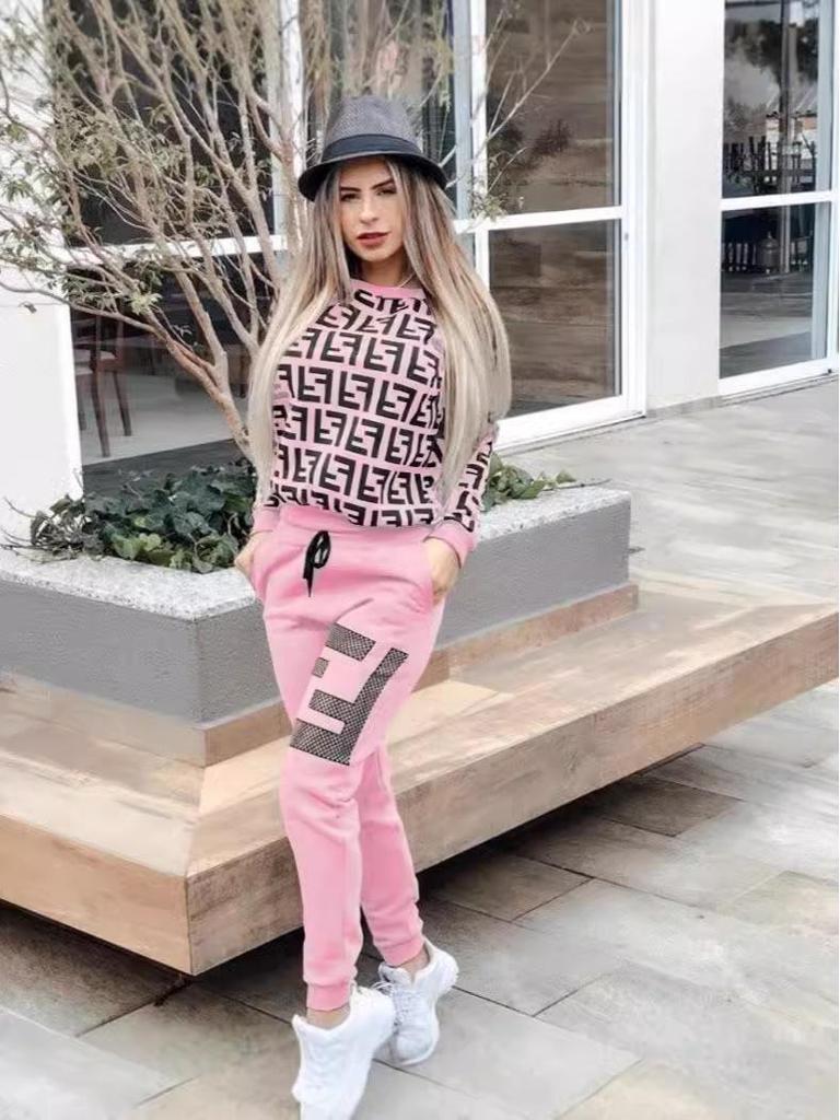 2024 Autumn Hot Style Women's Print Sweatshirt Two-Piece Set