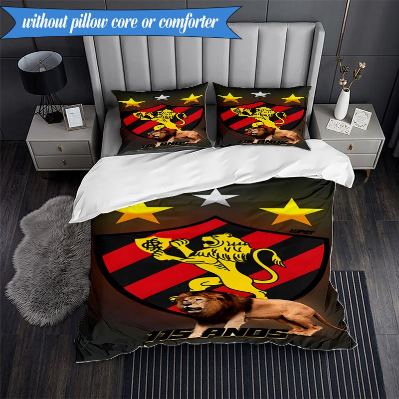 3PCS Sport Club Football Crest Printed Soft Bedding Set,Including 1pc Duvet Cover And 2pcs Pillowcases Perfect for Bedroom, Dormitory, Fan gift