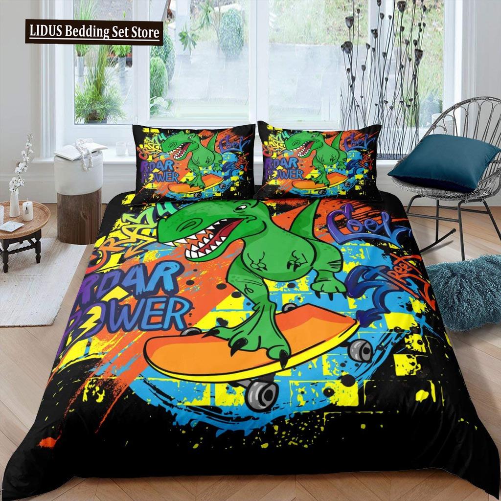 Zestaw poszwy na kołdrę Graffiti dla nastolatków chłopców Hip Hop Art Zestaw poszwy na kołdrę Muzyka rockowa Sportowy zestaw pościeli Zestaw poszwy na kołdrę Rozmiar Queen