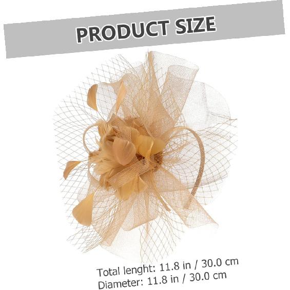 Milisten Fascinator Hat and Headband Mesh Cocktail Hair Clip for Women, Gold Color Wedding and Tea Party Special Occasion Accessory