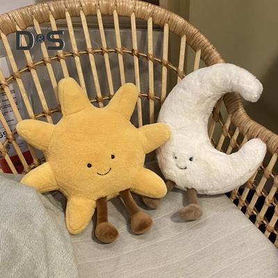Oreiller de lune et de soleil de style dessin animé, en peluche, entièrement élastique, jouet pour canapé, lit, décoration de canapé, compagnon de bureau, oreiller de sieste, oreiller de siège de voiture