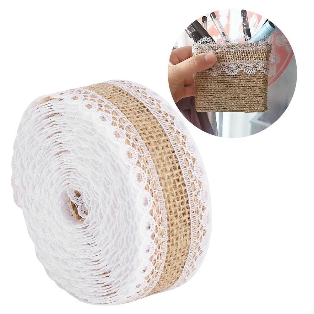 1pcs Lace Mesh Trim Burlap Ribbon Roll 5.5 Yards Lace Burlap Ribbon Jute Ribbon Roll DIY Crafts