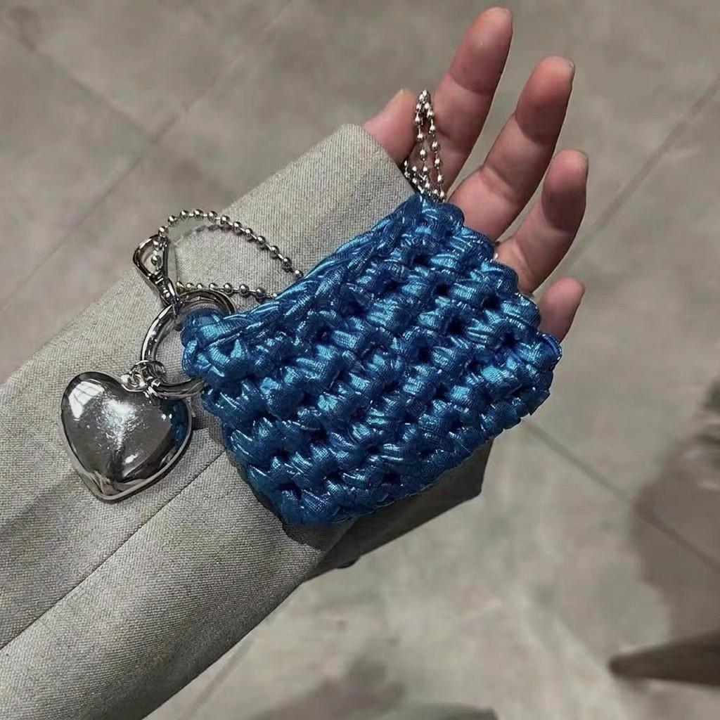 Neck Hanging Small Pouch Woven Wireless Earphone Bag Lipstick Storage Bag Mini Minimalist Coin Pouch For Dating Street Casual