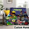 Custom Name Zombies Battle Throws Blanket Flannel Blankets for Couch Bed Gifts for Men Women Picnic blanket Christmas fan gifts