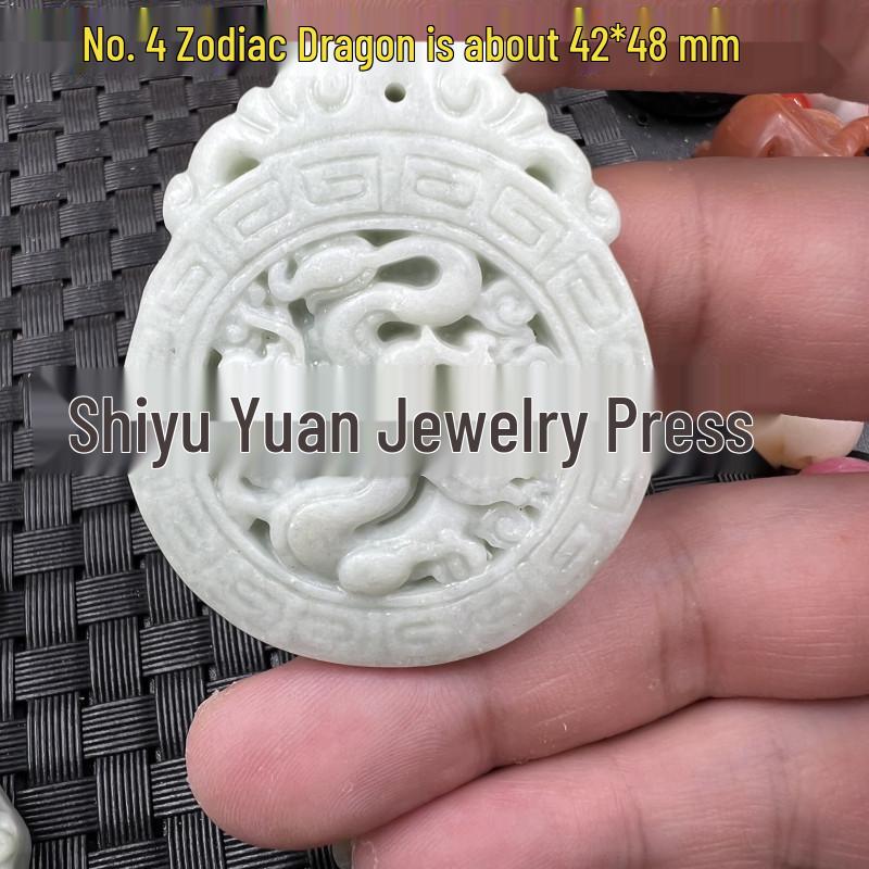 Guizhou Green Dragon Jade Pendant: Zodiac Buddha, Qilin Pixiu Talisman, Landscape and Abundance Designs