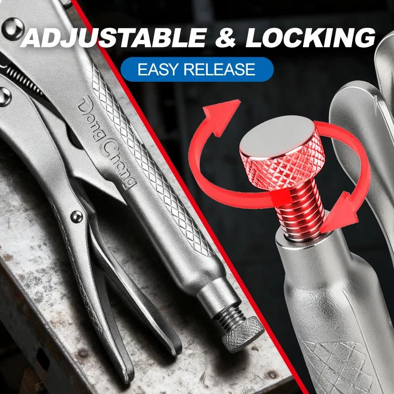 Heavy Duty Locking Fixing Pliers Adjustable Metal Face Clamp Multifunctional Pressure Pliers Tool For Woodworking Welding Repair