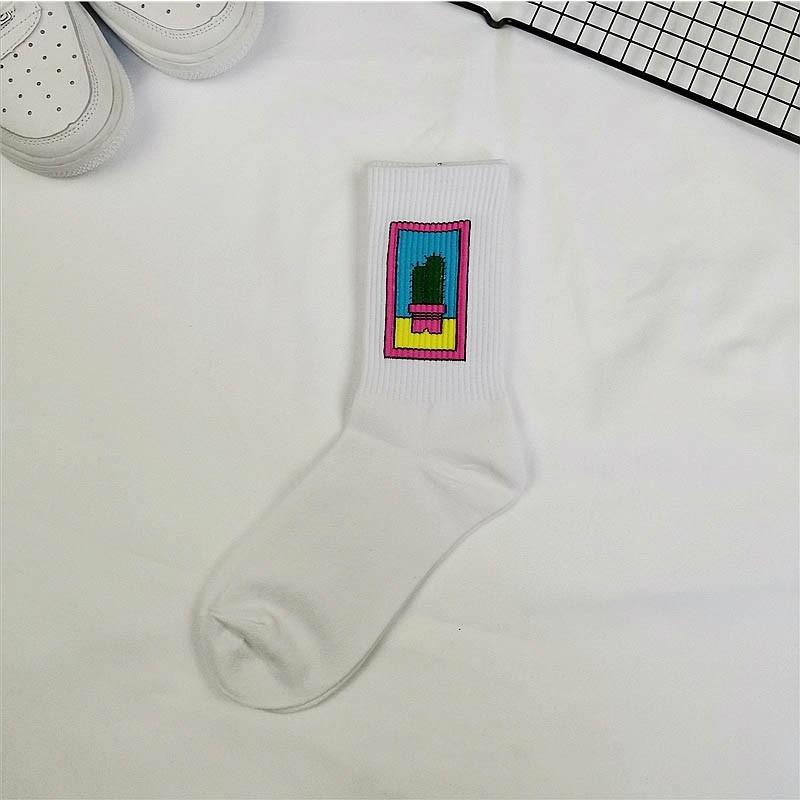 Men's street trend mid tube socks, women's moon cactus, banana sweat absorbing and odor resistant sock