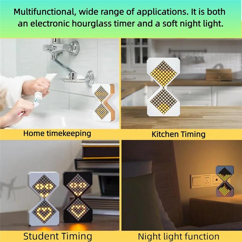2025 Trend Freely Adjustable 1-30 Minute Digital Hourglass Light Gravity Timer Dynamic Flow Cube Led Night Light For Home B