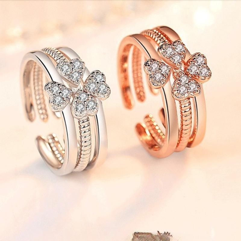 

Кольцо с четырьмя листами клевера, 3 в 1, съемное женское кольцо для подруги opening adjustable платиновый