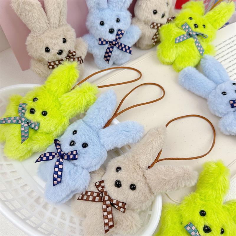 Broche Pingente Coelho de Pelúcia Longo-Orelhudo de Desenho Animado para Bolsas e Lenços