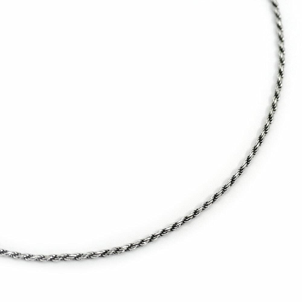 Made In Italy Silver 925 Pipe Rope Chain Necklace for Men SA 1mm 50cm [Silver One] [Silver, Ultra-thin, Long]