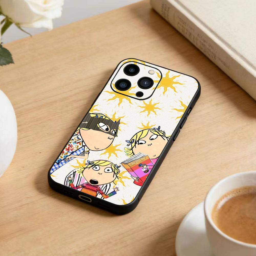 Charlie and Lola Cartoon Phone Case For iPhone 17 16 15 14 13 12 Max Plus Silicone Black Cover