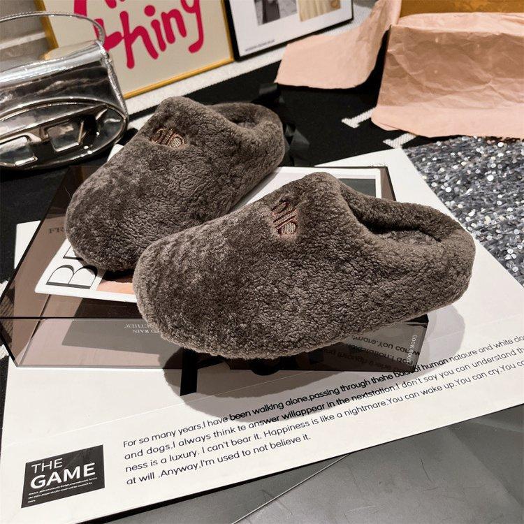 Xiaoxiangfeng bag head half slippers women's outer wear 2025 autumn and winter new thick-bottomed comfortable lazy fluffy cotton slippers tide