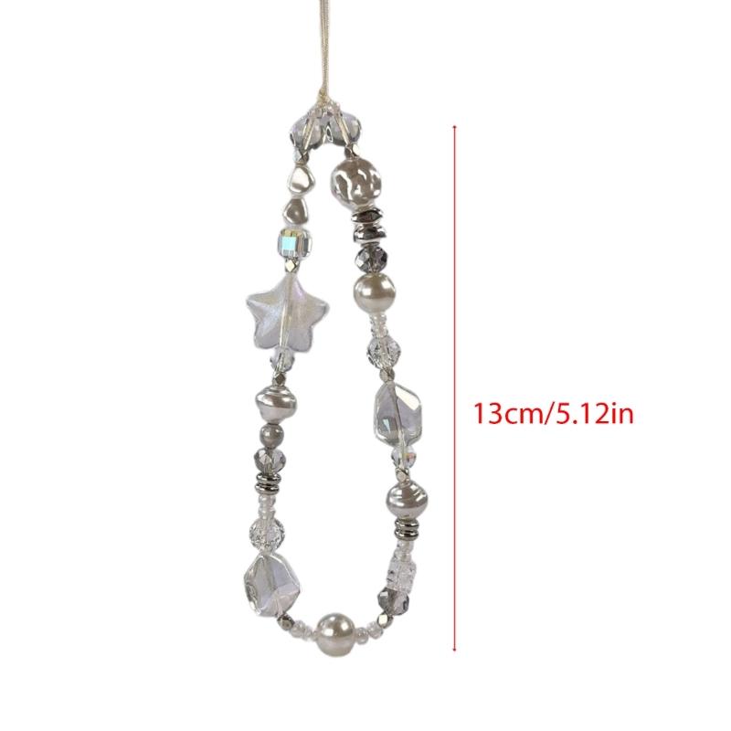 Elegant Acrylic Beaded Keychain Pendant Mobile Phone Chain Straps Fashion Cellphone Rope Women Telephone Lanyard Jewelry