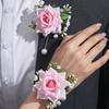 [2pcs Elegant Rose Corsage Set] 2pcs Elegant Rose Corsage and Wrist Flower Set In Polyester Fiber for School Events, Parties
