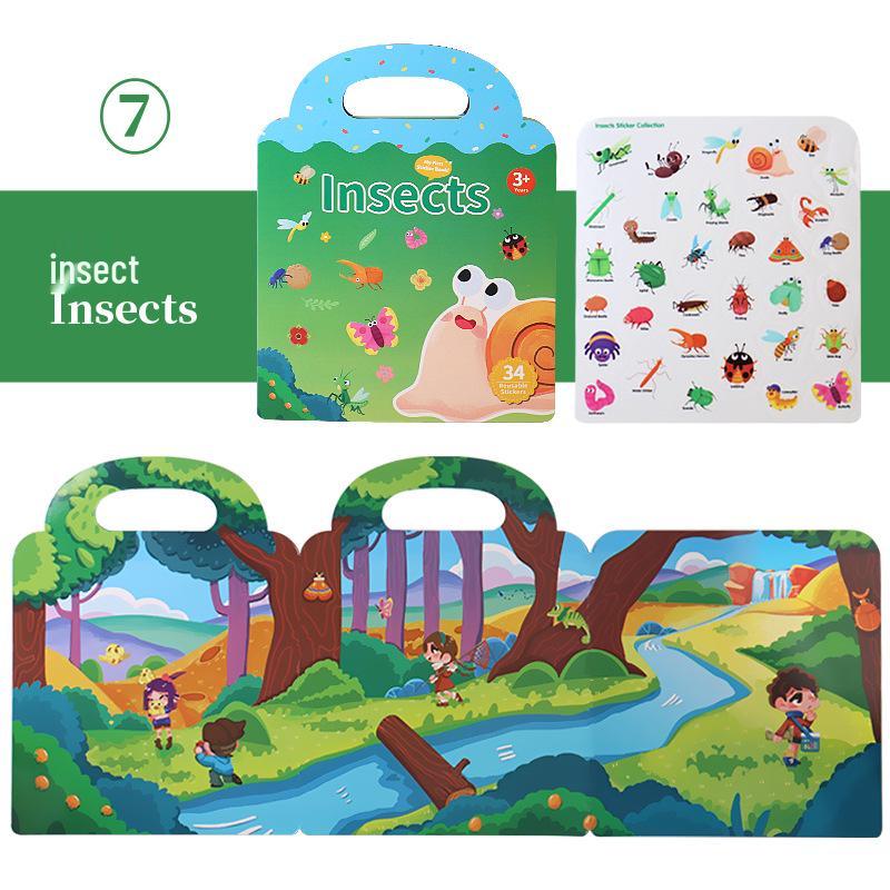 Washable Educational Sticker Book for Early Education: 10 Fun Themes for Toddlers and Kindergarten