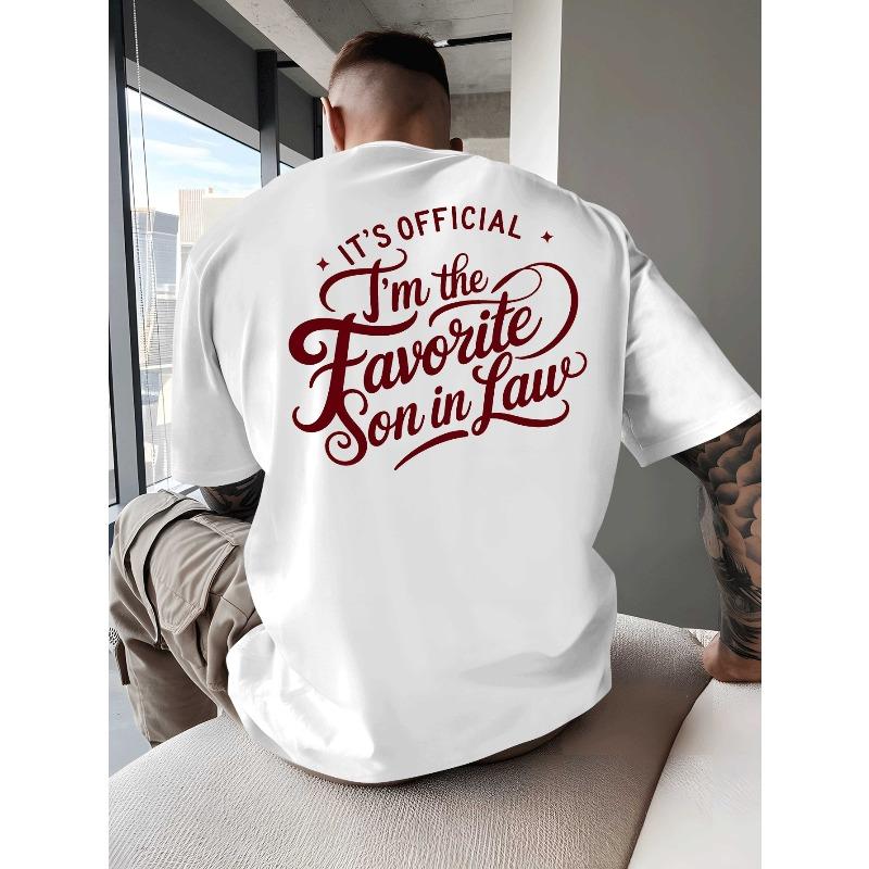 

Men s Funny Official Announcement Best Son-in-Law T-Shirt - Summer Short Sleeve Round Neck Casual Top with Humorous Slogan S белый