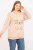 Women's Style Big Size Sweatshirt Mink Plus Size Sweatshirt With Tiered Front Print And Hood Detail