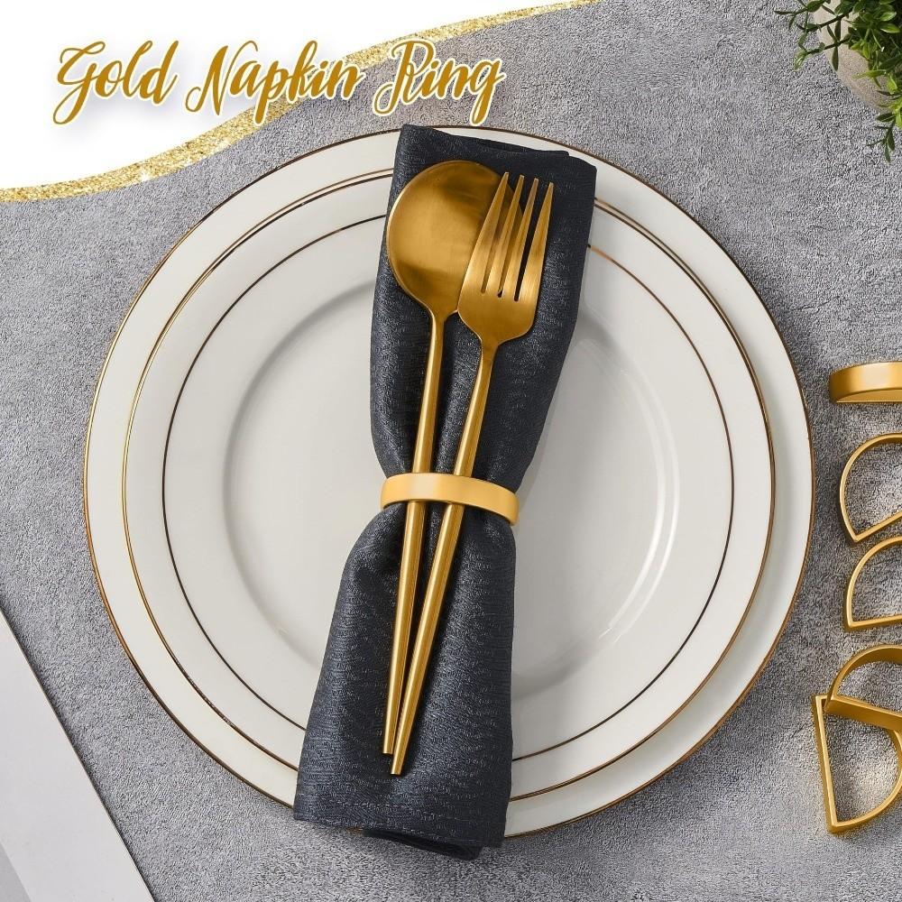 4pcs Zinc Zinc Zinc Alloy Napkin Holder D Shaped Tissue Ring Multifunctional Napkin Buckles  Table Settings