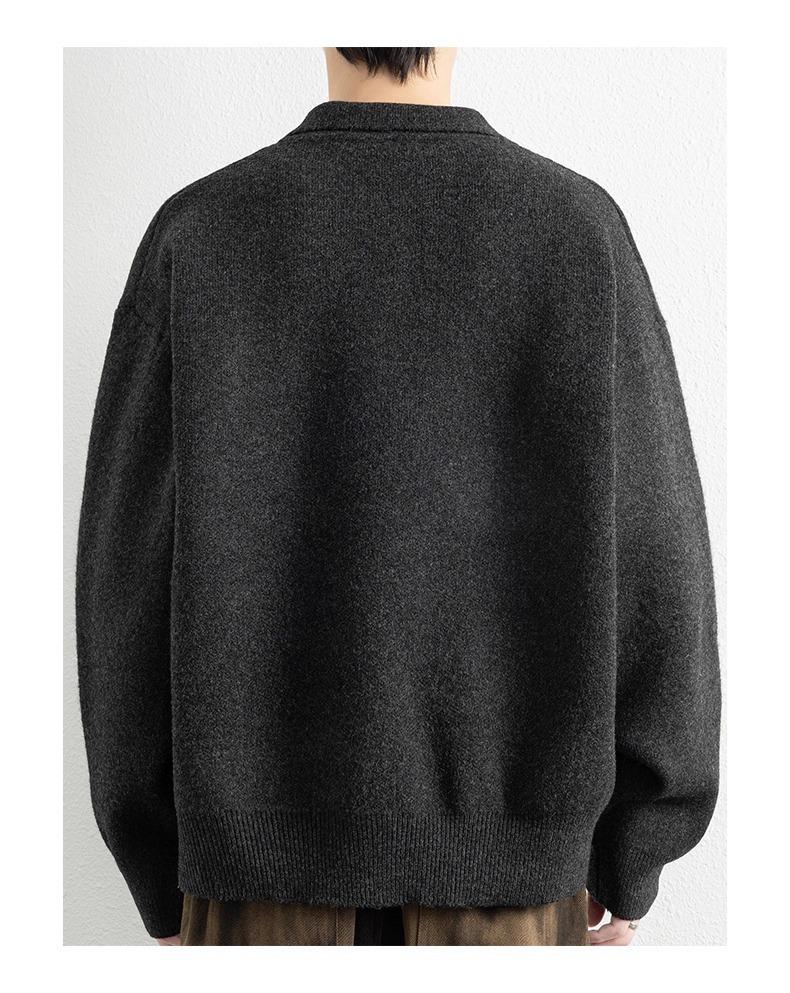 Men's Plus Size Retro Lapel Knitwear Sweater - Autumn/Winter Casual Versatile Style