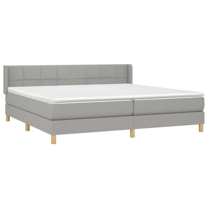3130297 vidaXL Lit à sommier tapissier avec matelas Gris clair 200x200cm Tissu