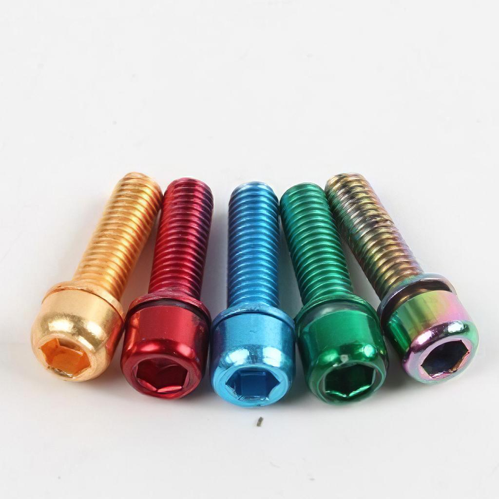 of 6 Bicycle Stem Screws M5x18mm Bolt with Washer Allen Tapered Bolts Screw Hardware for Bike