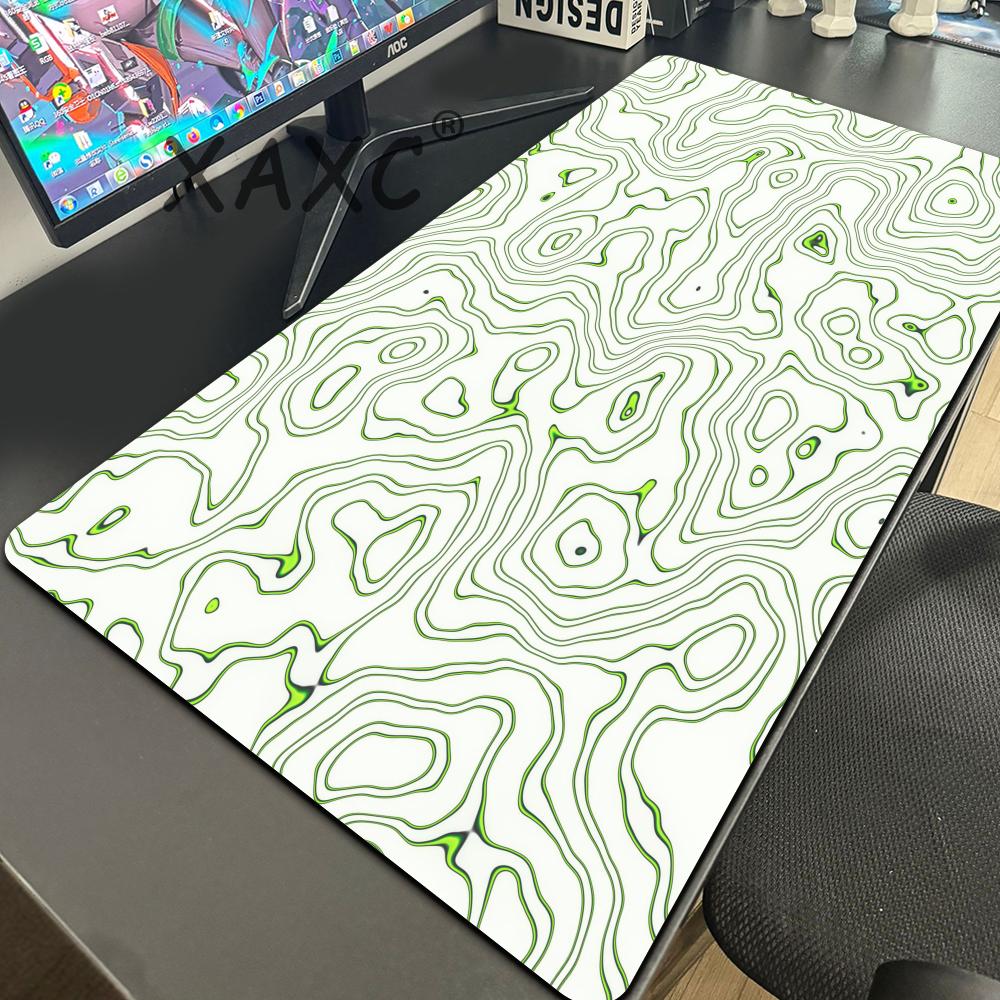 Black White Contour Lines Mouse Pad Gaming XL Home Computer Custom Mousepad X Playmat Mouse Mat Computer