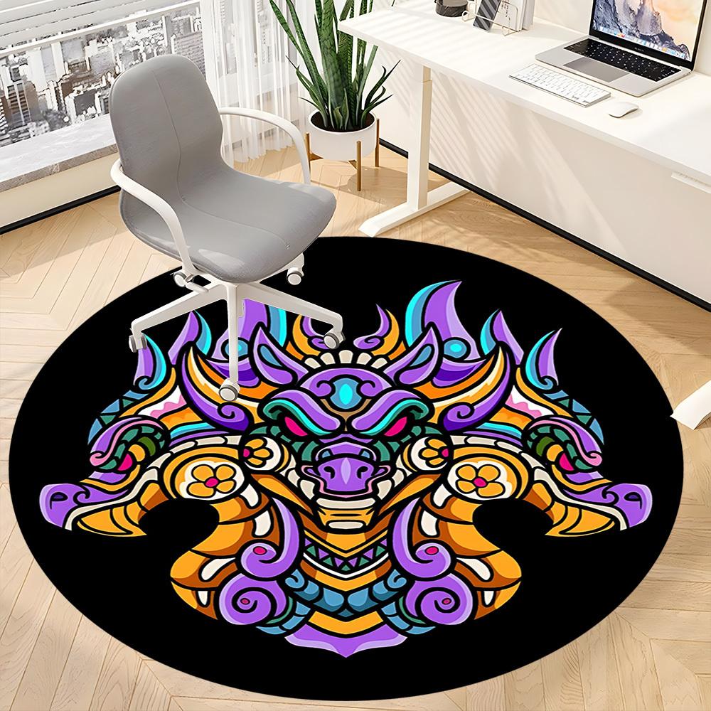 1pc Dragon Mandala Office Round Area Rug, Under Office Chairs Bedroom Living Room Home Decor, Room Deco, Available in Various Sizes