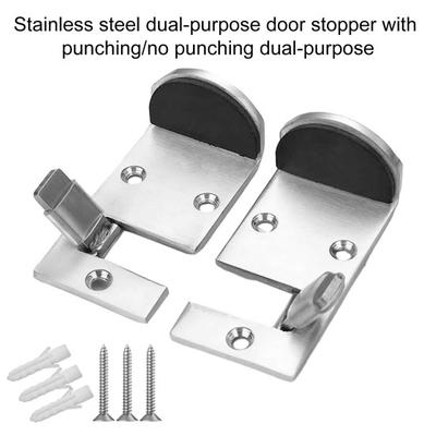Stainless Steel Door Stopper Wall Protector Heavy Duty Metal Adhesive No Drilling Windproof